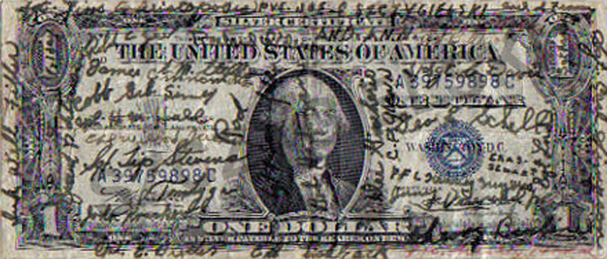 [Enlargement, Signed Dollar Bill from Stalag IX-B, Bad Orb]